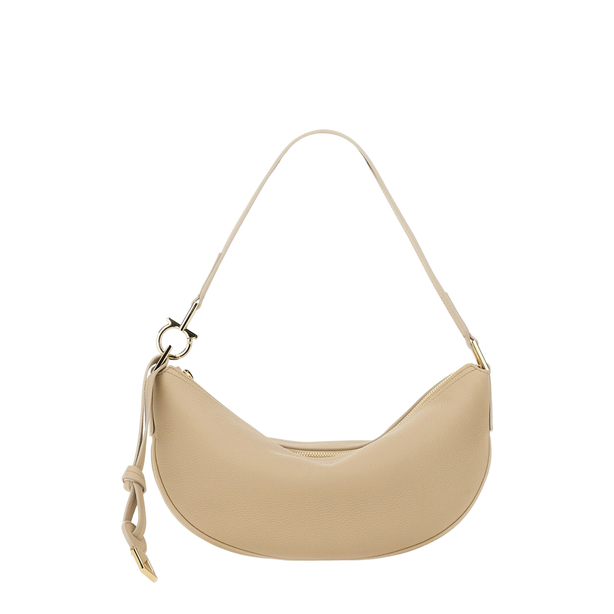 Small Hobo Shoulder Bag - Beige