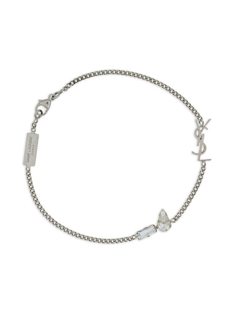 Saint Laurent CASSANDRE Charm Bracelet in Metal and Rhinestone