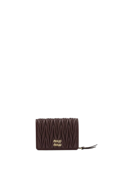 Miu Miu Quilted Nappa Leather Wallet - Bordeaux