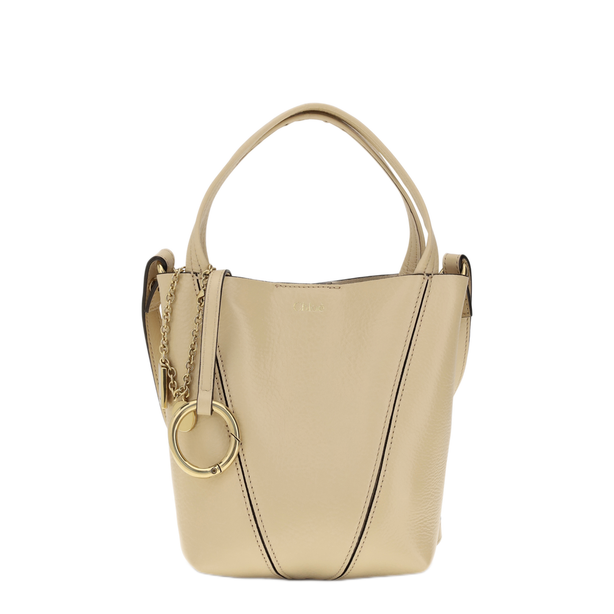 Spin Small Calf Leather Tote - Petal Beige