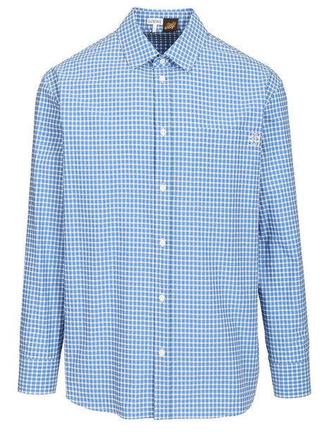 Loewe Paula'S Ibiza Shirt In Lightweight Textured Check Cotton. - Sky Blue