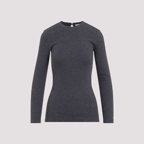 Ribbed Stretch Cotton Jersey T-Shirt with Jewellery