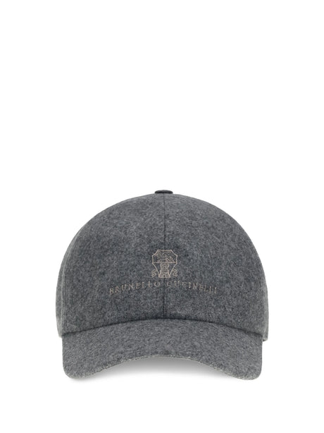 Brunello Cucinelli Logo Baseball Hat - Grey Medio+Brown