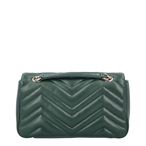 GG Marmont Small Matelassé Chevron Nappa Leather Shoulder Bag - Green