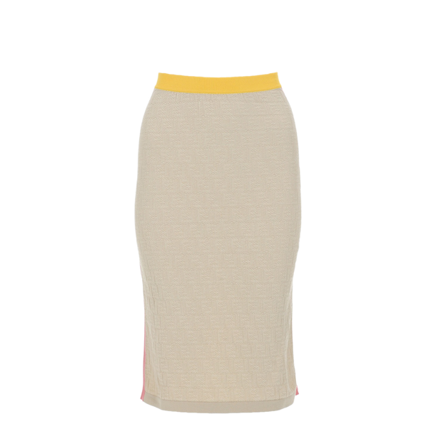 Light Beige Cotton And Silk Skirt