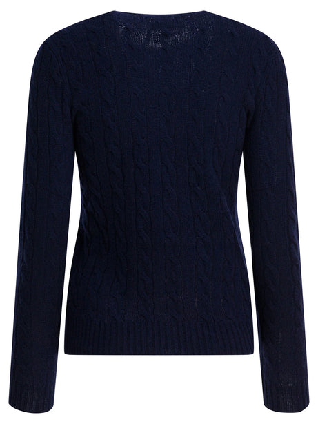 Polo Ralph Lauren Crew-neck sweater with logo made of wool and cashmere - Blue