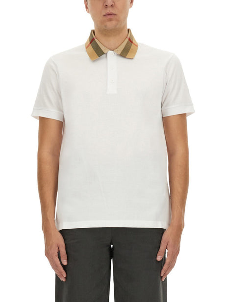 Vintage Check Collar Polo White