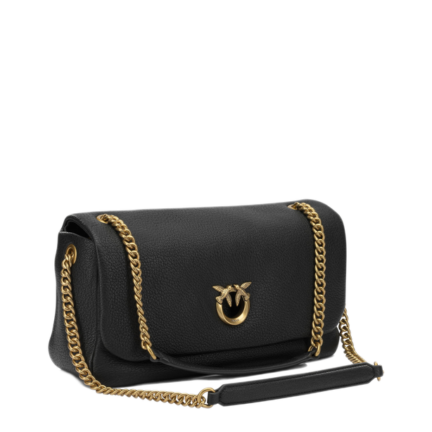 Click Soft Horizontal Chain Leather Crossbody - Nero