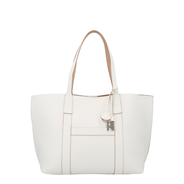 Hogan Script Medium Calf Leather Shopping Bag - Ivory