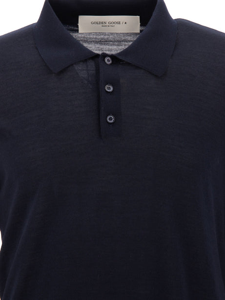 Long-Sleeved Wool Polo Shirt