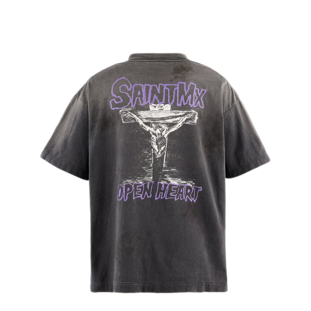 Saint Mxxxxxx Black Faded Finish Graphic T Shirt
