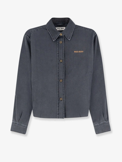 Miu Miu Grey Light Denim Shirt - Nero