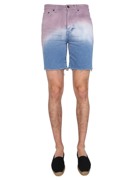 Saint Laurent Blue Cotton Shorts