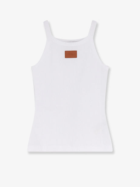 Fendi Ribbed cotton tank top - White