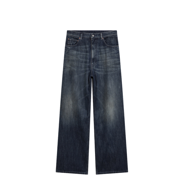 Wide Blue Washed Denim Jeans