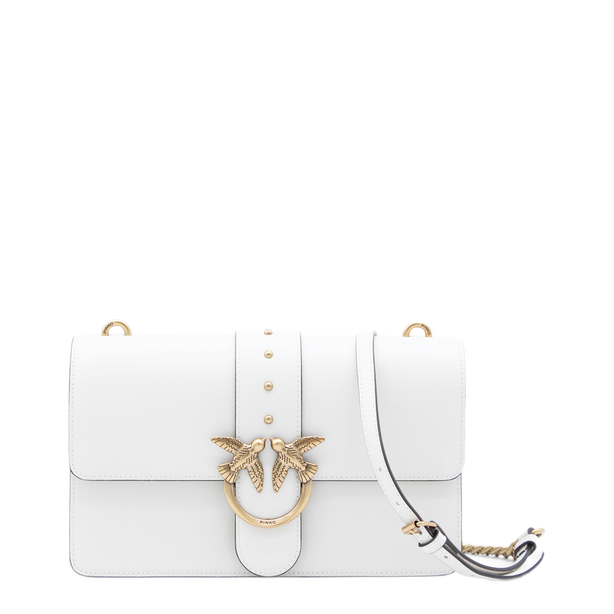 Love Bag One Medium Leather Crossbody - White