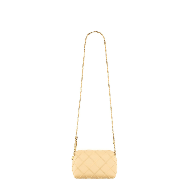 Beige Diamond Quilted Chain Shoulder Bag