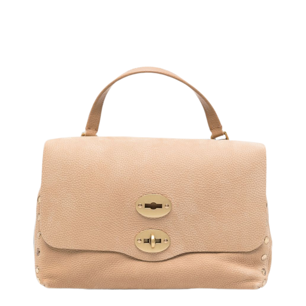 One Size Glossy Goat Satchel - Pebbled Beige
