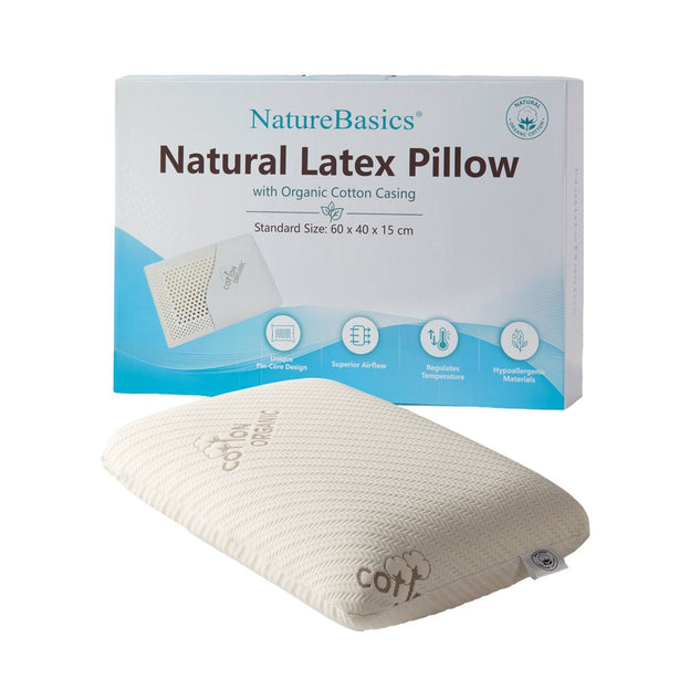 Nature Basics Natural Latex Standard Pillow with Organic Cotton Casing