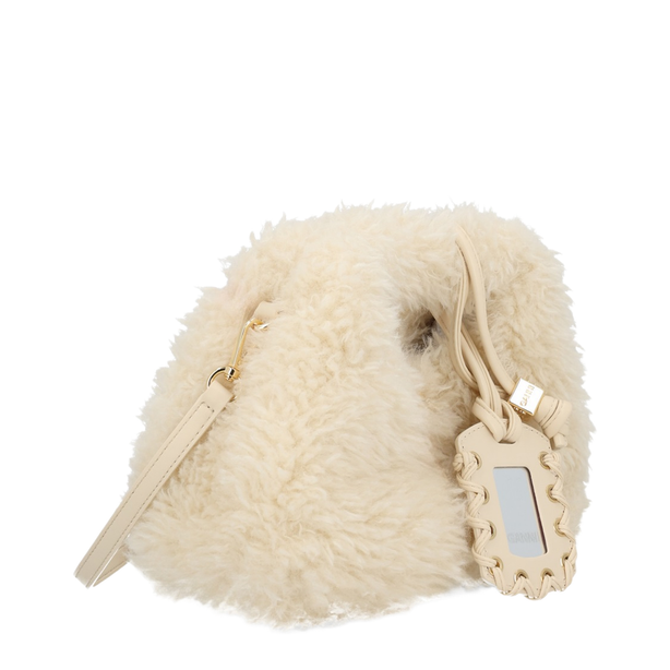 Alternative Fur Mini Hobo Bag - Egret