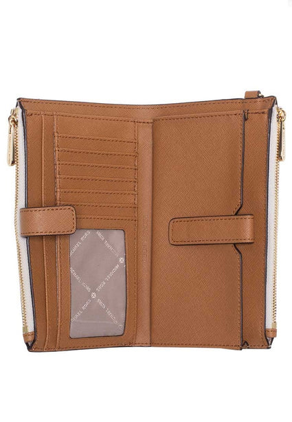 Michael Kors Jet Set Travel Large Double Zip Wristlet In Signature - Vanila