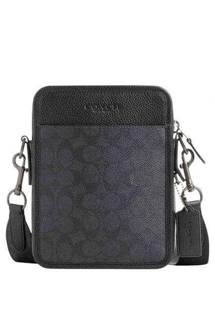 Coach Mens Sullivan Crossbody In Signature Canvas - Charcoal Black