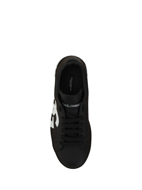 Dolce & Gabbana Leather Sneakers - Black/Black