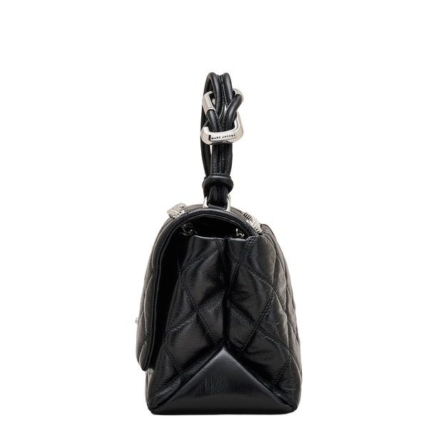 One Size Quilted Leather Shoulder Bag - Black