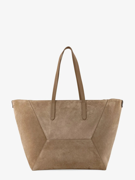 Brunello Cucinelli BC Duo suede shoulder bag with engraved logo - Miele