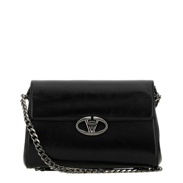 VLogo Medium Calfskin Shoulder Bag - Black