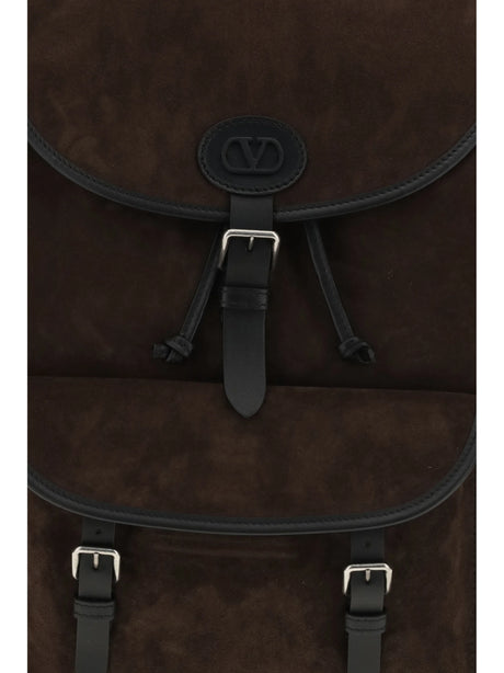 Valentino Garavani Antibes Backpack in suede - Testa Di Moro/Black