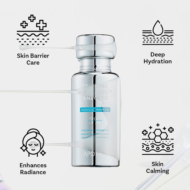 [APOTHE] Exosome Squal-Tox 3% Ampoule 30ml – Squalane & Niacinamide 20,000ppm Hydrating Face Serum, Soothing & Brightening[International Shipping]