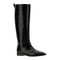 Black Leather Lune Flat Boots