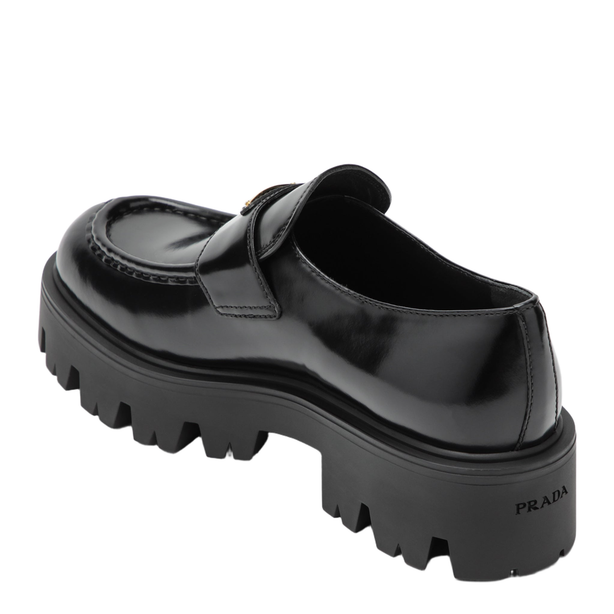 Prada Black Brushed Leather Loafers