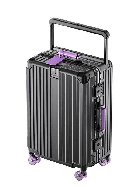 SIGNICIA Luggage Black - Wisteria Purple Wheels and Handles