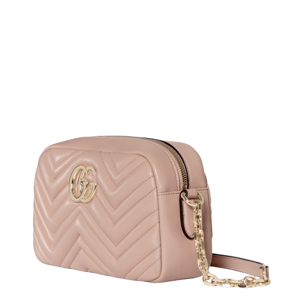 Small Camera Bag in Pink Beige Leather