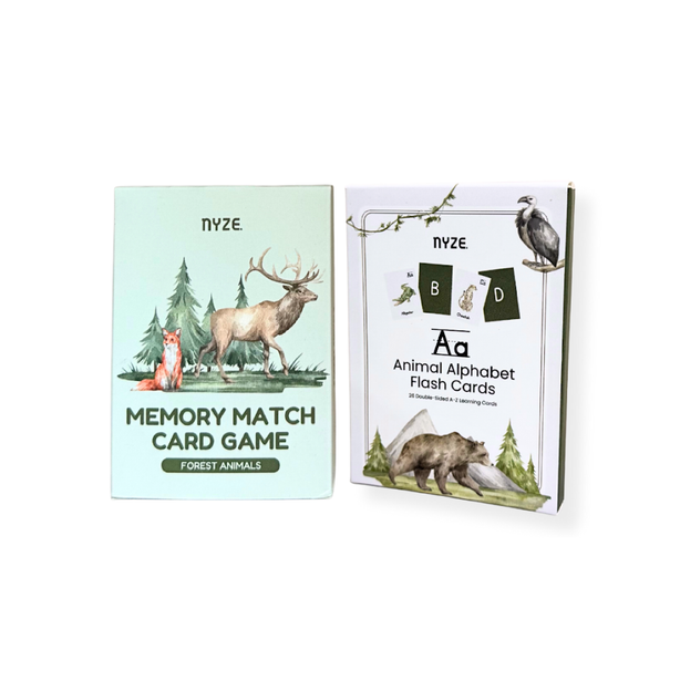 NYZE Alphabet Flash Cards & Memory Card Game Bundle of 2