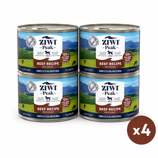 Bundled Buy 3 Get 1 Free 170g / 6oz Ziwi Peak Beef Dog Petfood Can