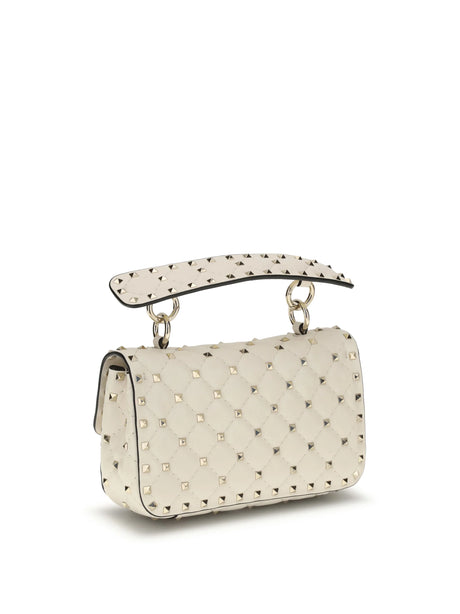 Valentino Garavani Rockstud Spike mini Top Handle Bag in nappa - Light Ivory