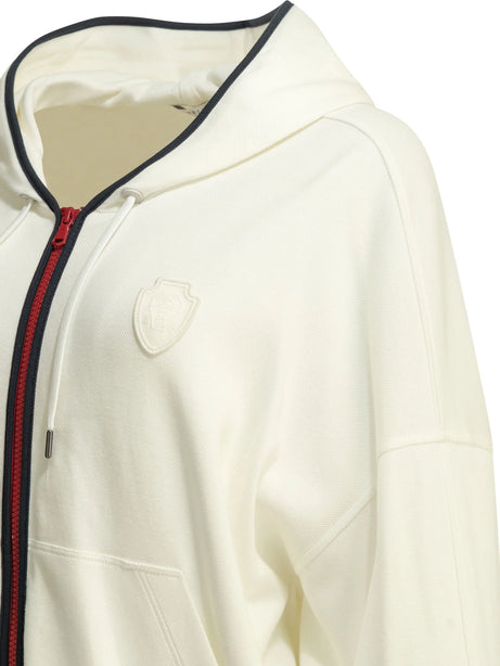 Brunello Cucinelli Zip-up Sweatshirt with Logo - White