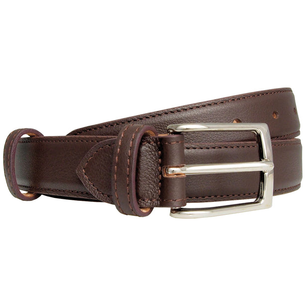 72 Smalldive Brown Slim Width Fine Textured Leather Belt