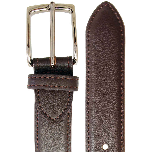 72 Smalldive Brown Slim Width Fine Textured Leather Belt