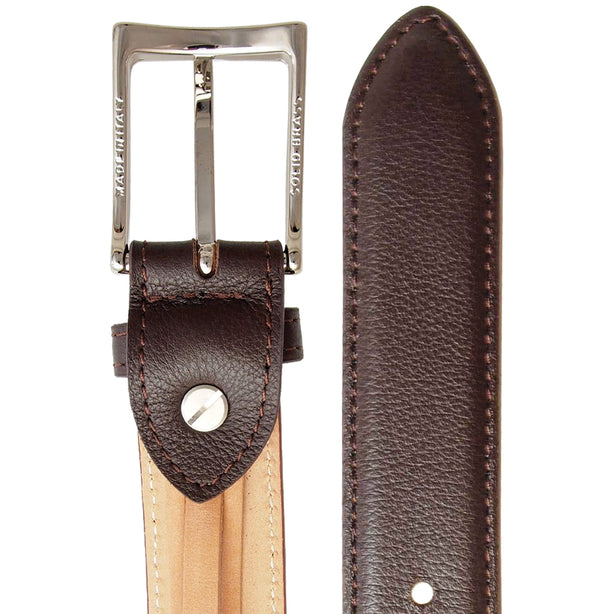 72 Smalldive Brown Slim Width Fine Textured Leather Belt