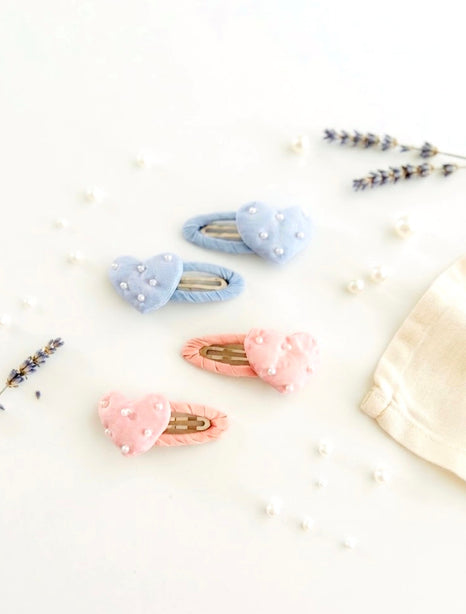 Raindew Kids Pearl-Embellished Heart Snap Hair Clips (Set of 4)