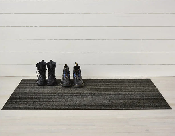 Chilewich TerraStrand® Microban® Indoor/Outdoor Skinny Stripe Door Mat, 46 x 71 cm, Tufted Shag, Steel