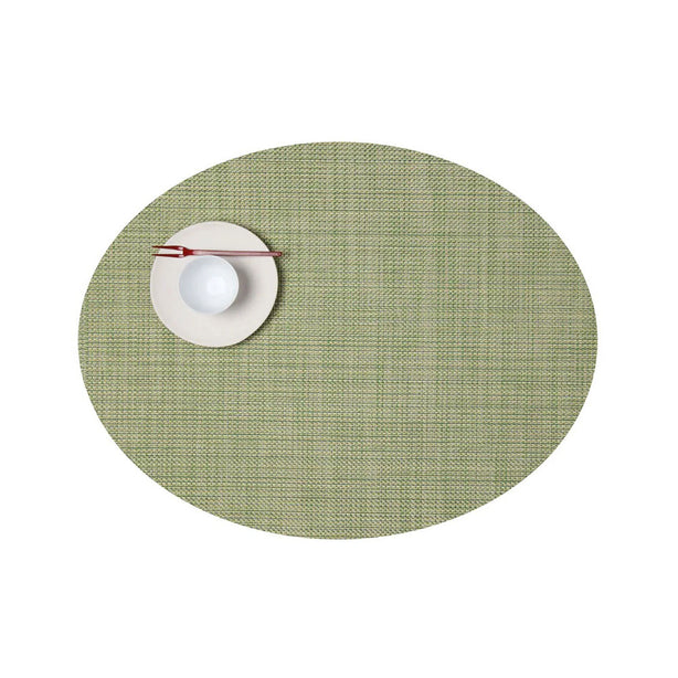Chilewich TerraStrand® Microban® Mini Basketweave Woven Table Mat/Placemat, Oval, 36 x 49 cm, Dill