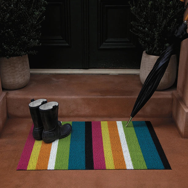 Chilewich TerraStrand¬Æ Microban¬Æ Indoor/Outdoor Bold Stripe Utility Mat, 61 x 91 cm, Tufted Shag, Multi-Color