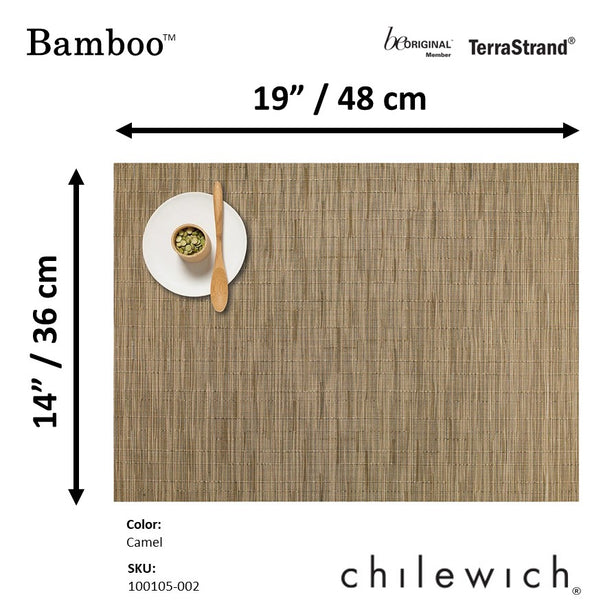 Chilewich TerraStrand® Microban® Bamboo Woven Table Mat/Placemat, Rectangle, 36 x 48 cm, Camel