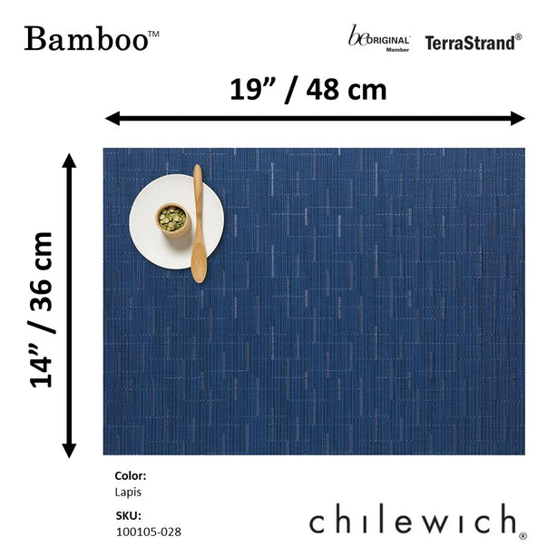 Chilewich TerraStrand¬Æ Microban¬Æ Bamboo Woven Table Mat/Placemat, Rectangle, 36 x 48 cm, Lapis