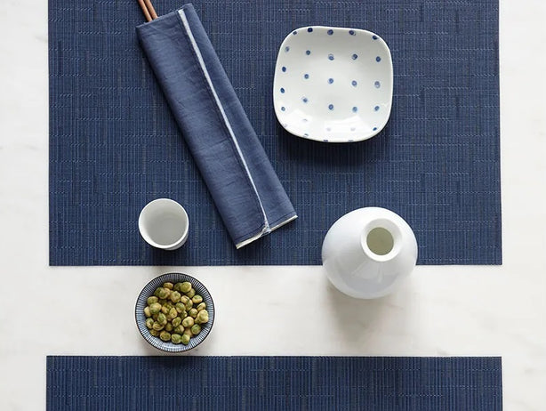 Chilewich TerraStrand¬Æ Microban¬Æ Bamboo Woven Table Mat/Placemat, Rectangle, 36 x 48 cm, Lapis